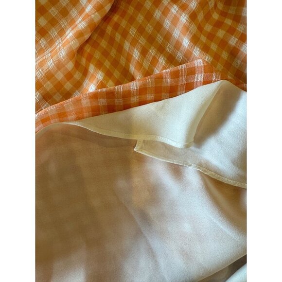 LPA Revolve Dress Women XXS Orange White Gingham Check Cowl Neck Front Slit Midi - Picture 10 of 12